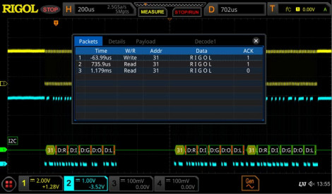 Rigol DS8000-R-EMBD - Опция анализа и запуска по шинам I2C/SPI